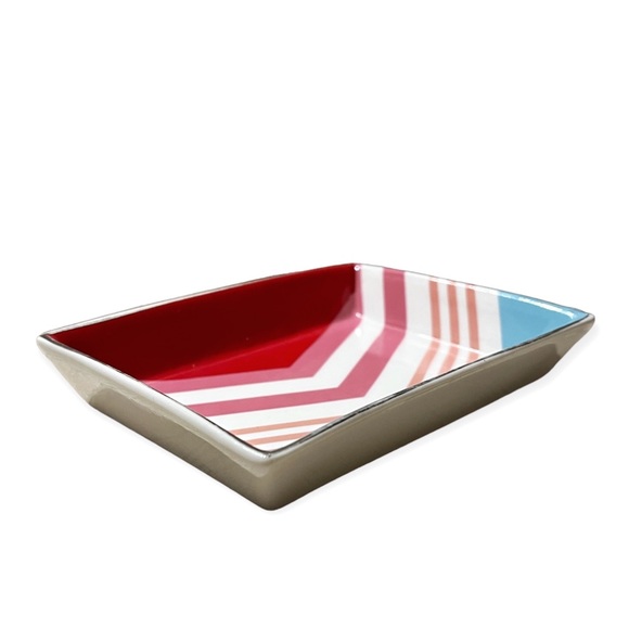 Adorable Preppy J. Crew Chevron Jewelry Trinket Catchall Tray - Picture 3 of 8